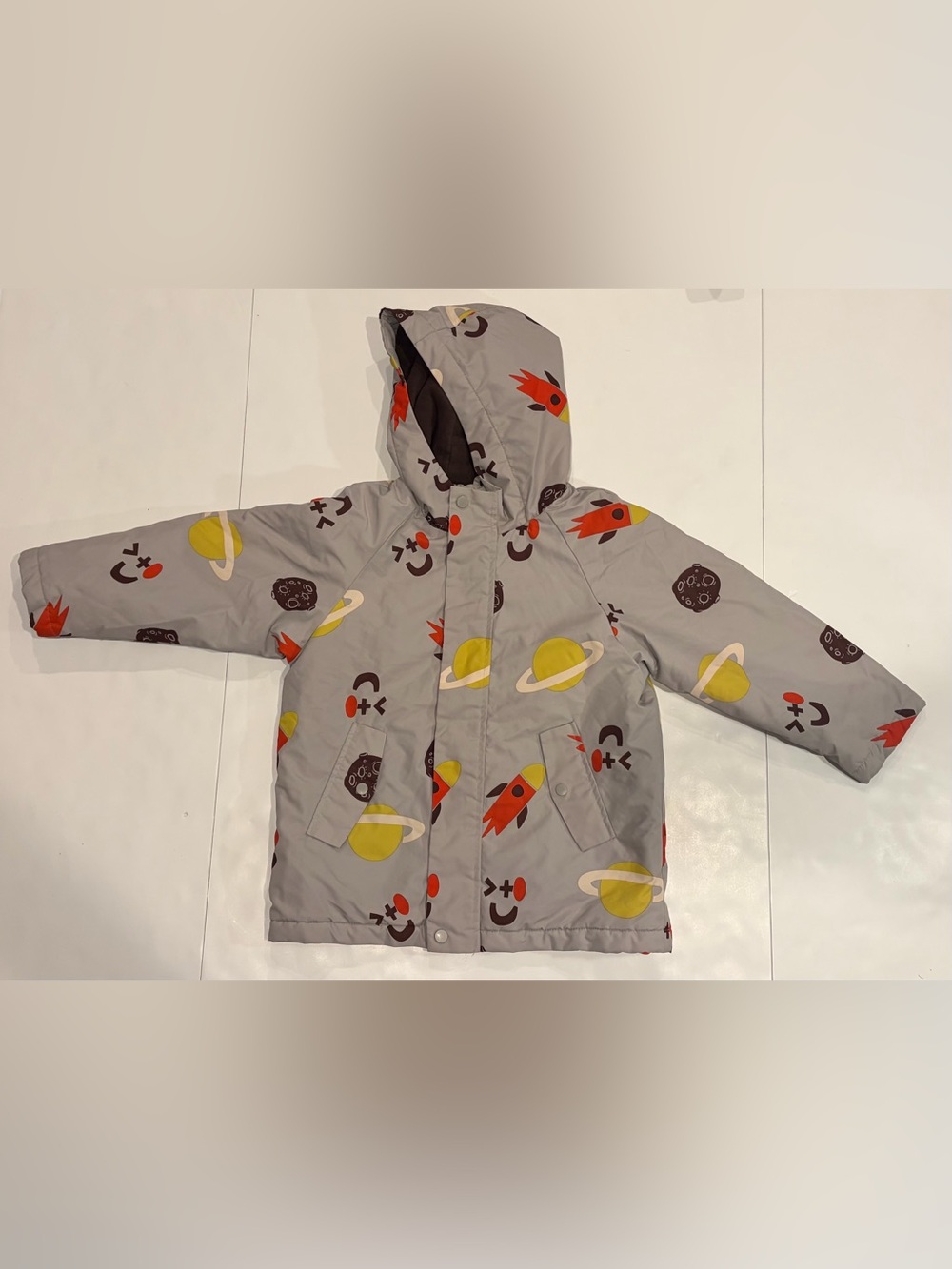 balabala Kids Space Print Winter Hooded Jacket - Grey - Size 6-7 (120/60)